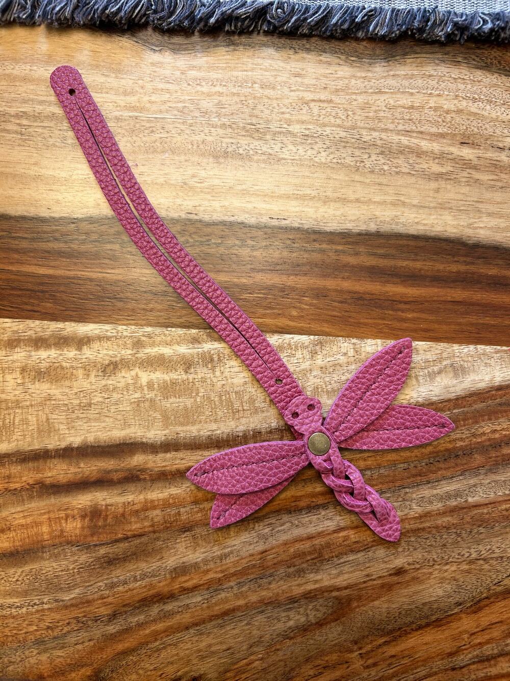 Portland Leather Dragonfly Charm Wild Rose Pink Purse Charm FAST SHIP